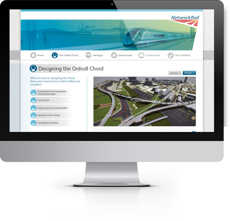 Network Rail Ordsall Chord Consultation Website with Infrastructure Realtime